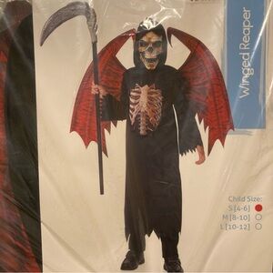 NEW Grim Reaper Winged Kids Halloween Costume Scary Size Small (4-6)
